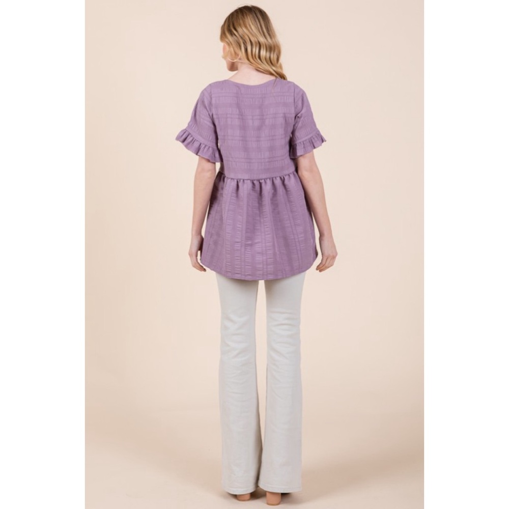 LAST 1! Pale Purple Textured Ruffle Tiered Side Slit Top! - Picture 8 of 8